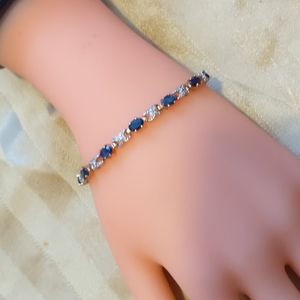 Sapphire & Diamond Ships/ GLD.PLT  Sterling Silver FINAL PRICE